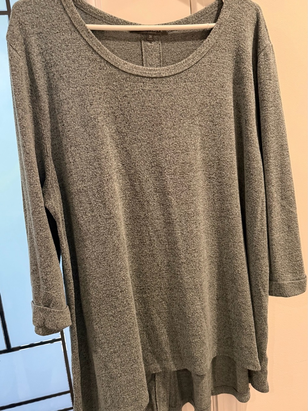 Coin1802 Los Angekes Cozy Heathered Gray Long Sleeve Tunic
